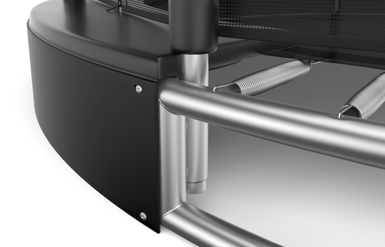 Detailfoto Akrobat Trampoline Primus Flat To The Ground 380x250 cm met Veiligheidsnet en ritssluiting Zwart/Zwart