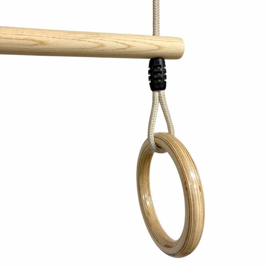 B-Play Houten Trapeze met Houten Ringen Beige BR Touw