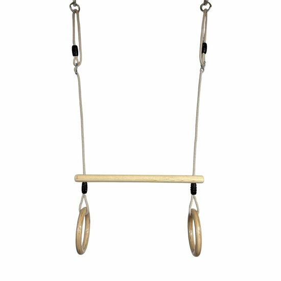 B-Play Houten Trapeze met Houten Ringen Beige BR Touw Geheel
