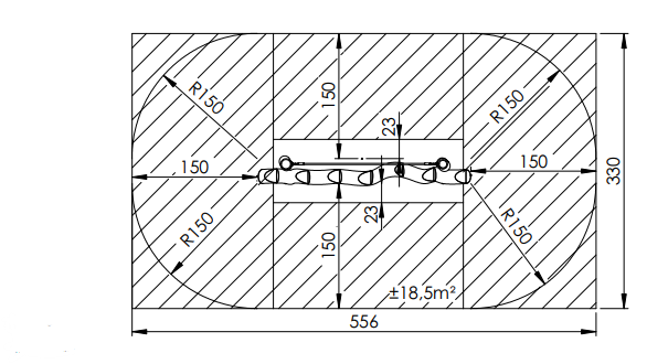 Afmetingen/Vrije ruimte  robinia heuveltrap