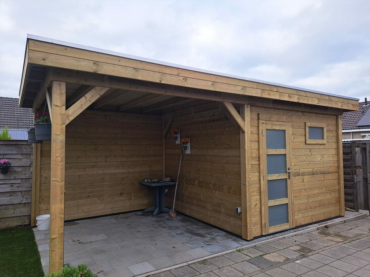 Vuren Topvision Tapuit, 300 x 300 en luifel 300 cm, groen ge&amp;#x00ef;mpregneerd compleet