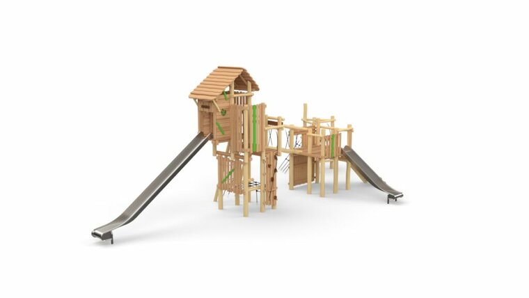 Eco-Play Robinia Speeltoestel Maxi-Ridderburcht met open glijbaan