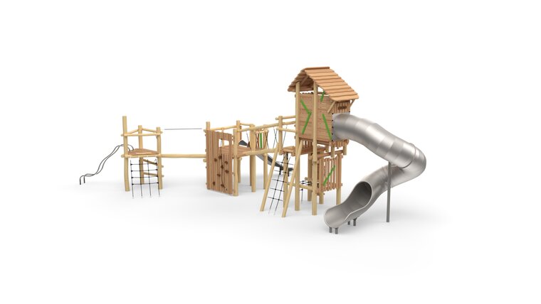 Eco-Play Robinia Speeltoestel Maxi-Ridderburcht met evenwichtsparcours Openbaar