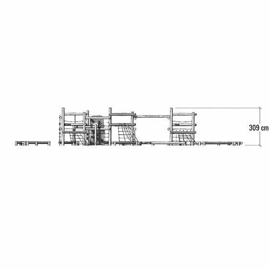 tekening zijaanzicht van de Robinia Combi Klimparcours Openbaar (Serie 35)