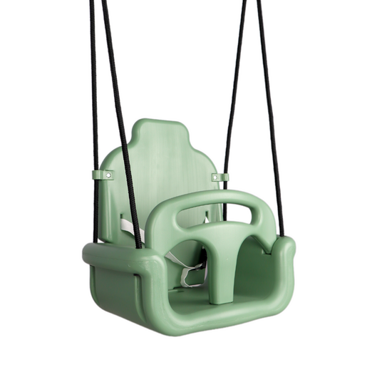 B-Play Babyschommel Groeimodel Pastel groen met BR touwen zwart