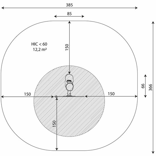Afmetingen/vrije ruimte Robinia Outdoor Fitnesstoestel Flex Wheel