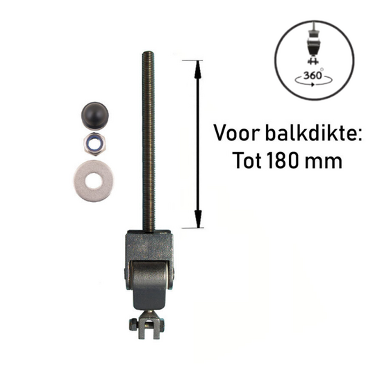 Schommel haak doorsteek draadstang ophang ophanghaak balkdikte Tot 180 mm  roterend