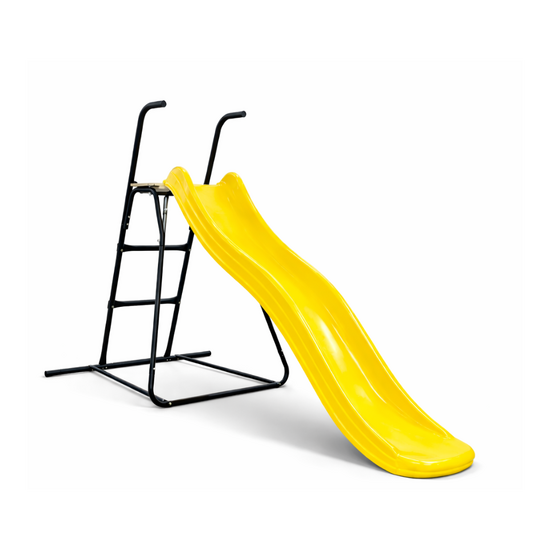 Vrijstaande Ladder Zwart inclusief Tweeb Glijbaan Geel Platformhoogte 90 cm