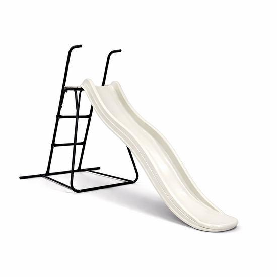 Vrijstaande Ladder Zwart inclusief Tweeb Glijbaan Pastel Wit Platformhoogte 90 cm