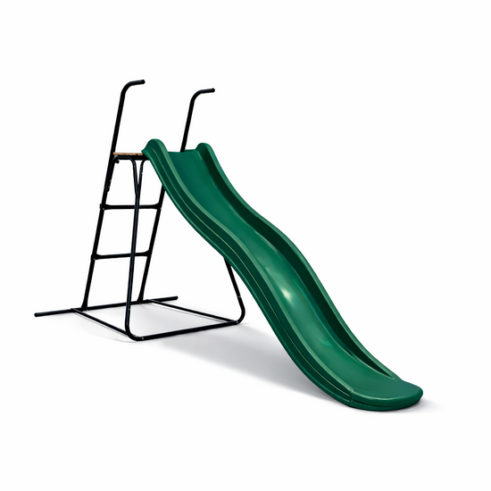 Vrijstaande Ladder Zwart inclusief Tweeb Glijbaan Groen Platformhoogte 90 cm