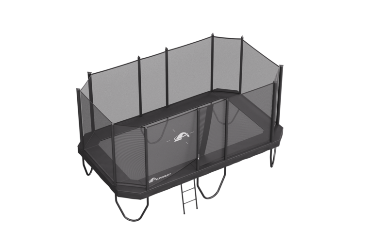 bovenaanzicht van Akrobat Trampoline Primus Challenger PLUS 520x305 cm met veiligheidsnet