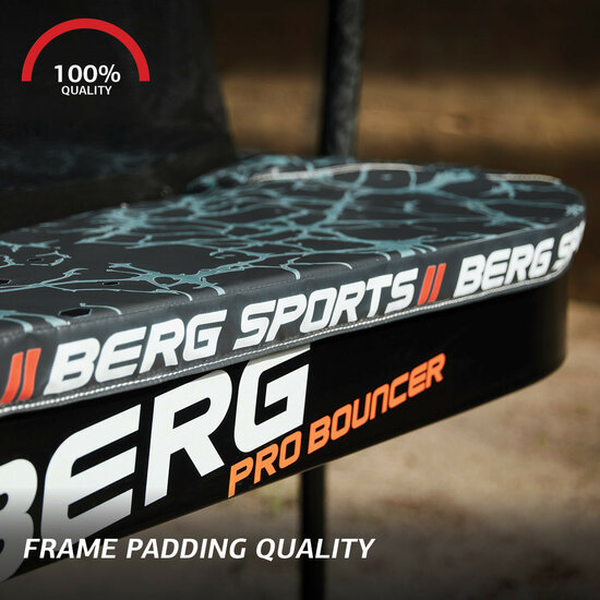 Frame VAN DE Berg SPORTS Ultim Pro Bouncer Flatground Trampoline 500 x 500 Antraciet Grijs + Safety Net DLX XL