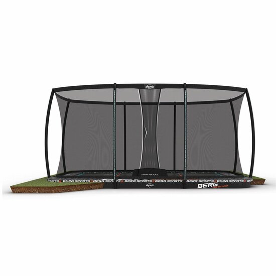 Berg SPORTS Ultim Pro Bouncer Flatground Trampoline 500 x 300 Antraciet Grijs + Safety Net DLX XL
