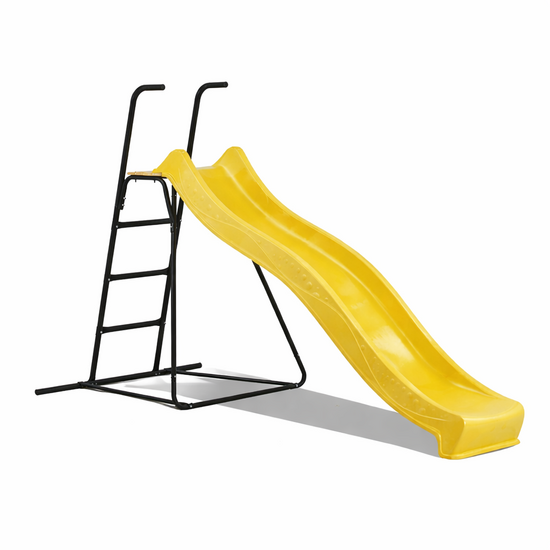 Vrijstaande Ladder Zwart inclusief Rex Glijbaan Geel Platformhoogte 120 cm