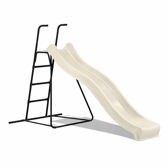 Vrijstaande Ladder Zwart inclusief Rex Glijbaan Pastel Wit Platformhoogte 120 cm