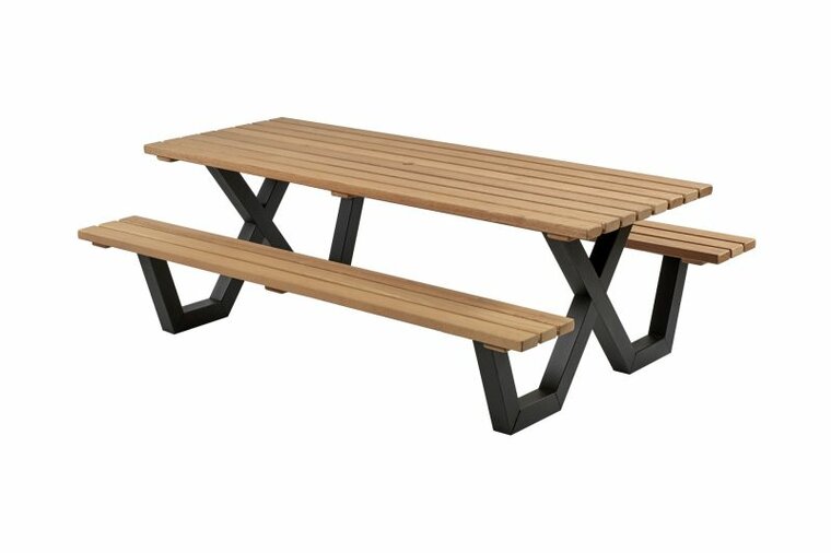 Hardhouten Picknicktafel met metalen Frame 230x160cm 