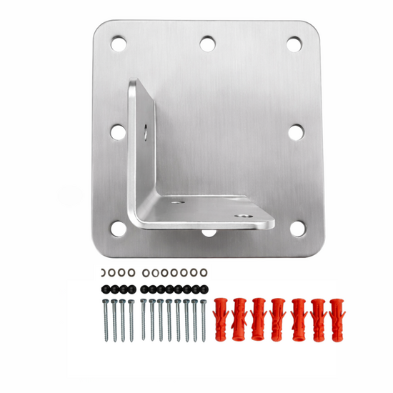 B-Play Muursteun RVS (L) voor vierkant hout van 140 tot 160 mm incl. bouten  -  Perfect voor Douglas palen 