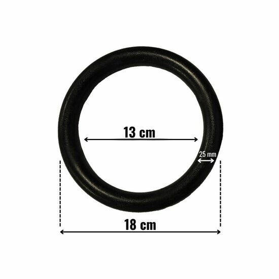 afmetingen van B-Play kunststof ABS ringen &Oslash;18 cm Zwart met BR-Touw Beige