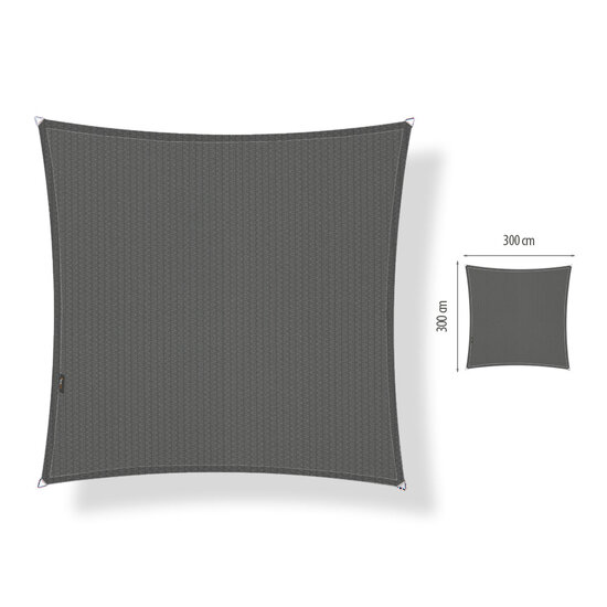 Schaduwdoek vierkant 3x3 meter Cool Grey (UV-werend)