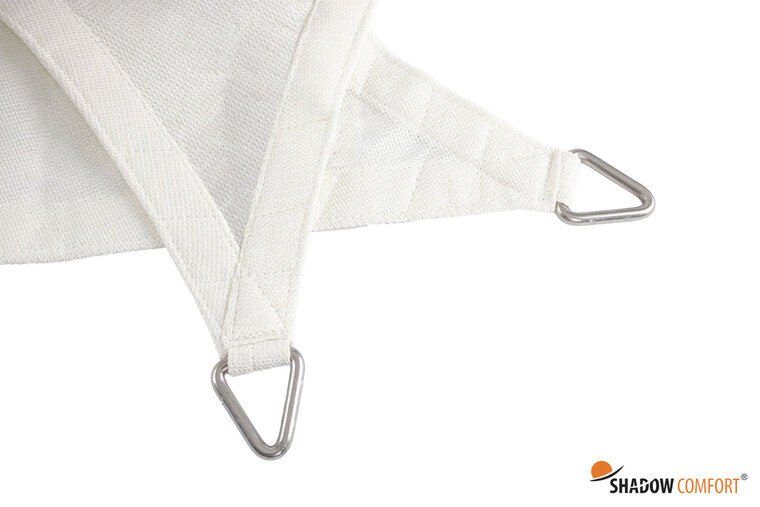 Detail RVS bevestigingspunt schaduwdoek vierkant Arctic White