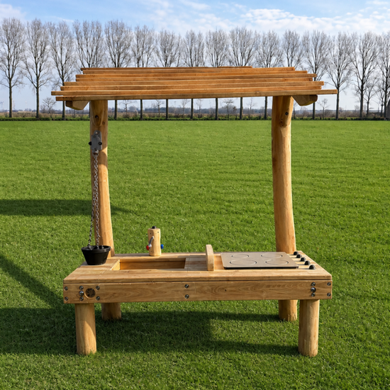 B-Play Robinia Speelkeuken met 1 Bak inclusief Dak &amp; Zandtakel