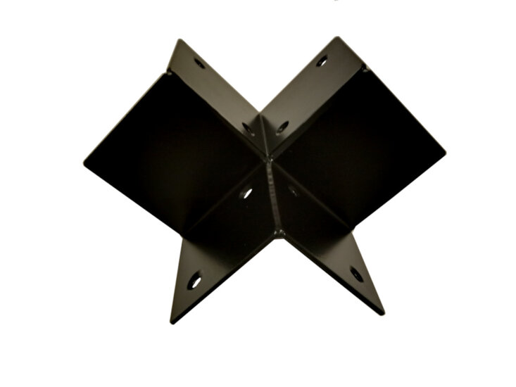 Houtverbinding drieweg zwart gepoedercoat voor balken tot 135 mm