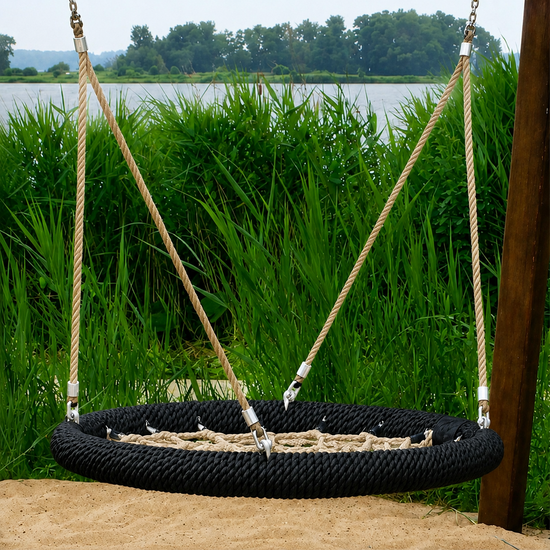 Nestschommel Hennep/Zwart Openbaar *&Oslash;100 cm** Premium gemonteerd in buitenomgeving