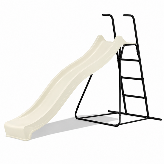 Vrijstaande Ladder Zwart inclusief Rex Glijbaan Pastel Wit Platformhoogte 120 cm