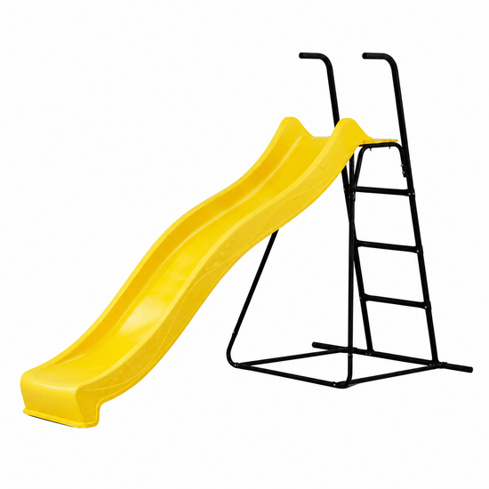 Vrijstaande Ladder Zwart inclusief Rex Glijbaan Geel Platformhoogte 120 cm