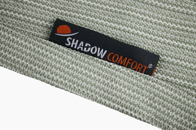 stikrand van Vierkant Schaduwdoek Moonstone Green met 4 Robinia Palen Basic