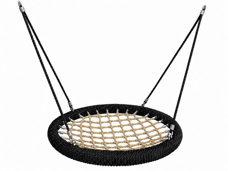 Nestschommel Zwart/Beige Eco-Design Openbaar &Oslash;120cm met Zwarte Ophanging