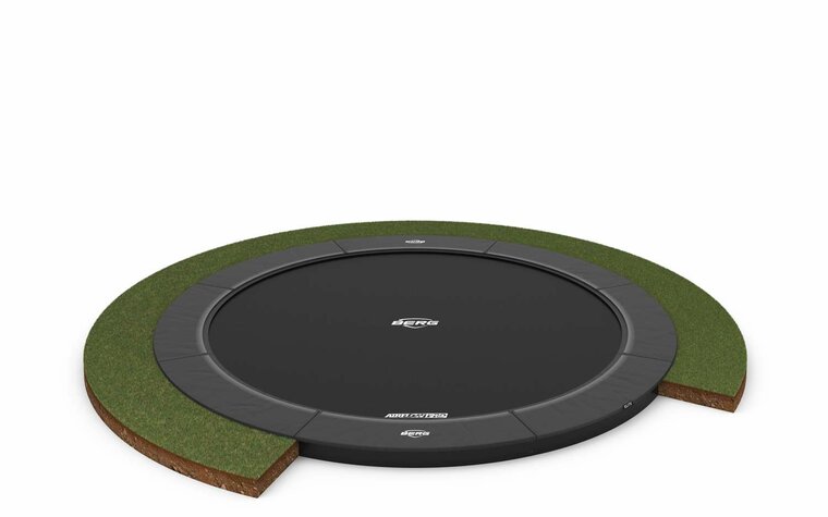 BERG SPORTS Elite FlatGround Trampoline - 380 cm - Antraciet Grijs - Professioneel