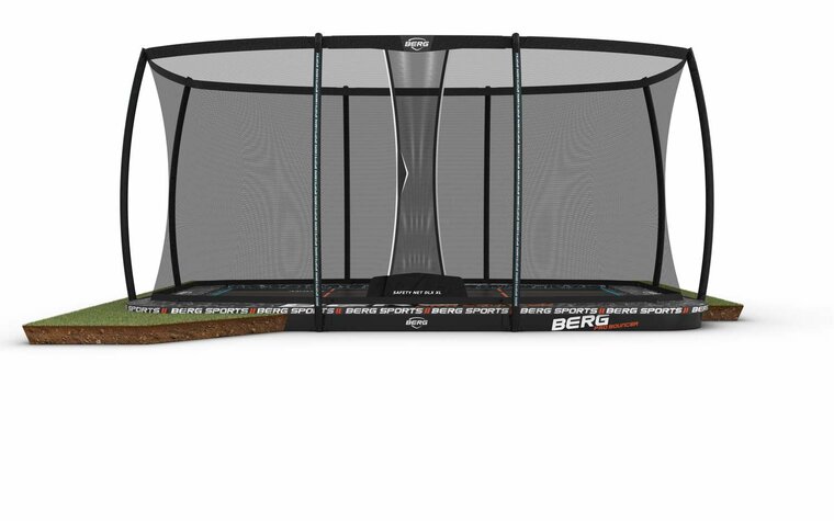 BERG Ultim Pro Bouncer FlatGround trampoline - 500 &times; 300 cm - Safety Net DLX XL - Antraciet