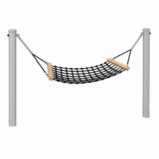 Complete hangmat met palen - 150 cm - Grijze palen - Openbaar gebruik - Zwart - Zonder kind