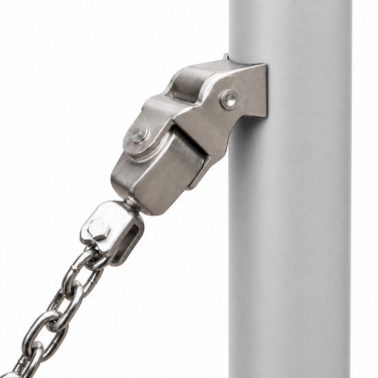 Complete hangmat met palen - 200 cm - Grijze palen - Openbaar gebruik - Bevestigingsdetail