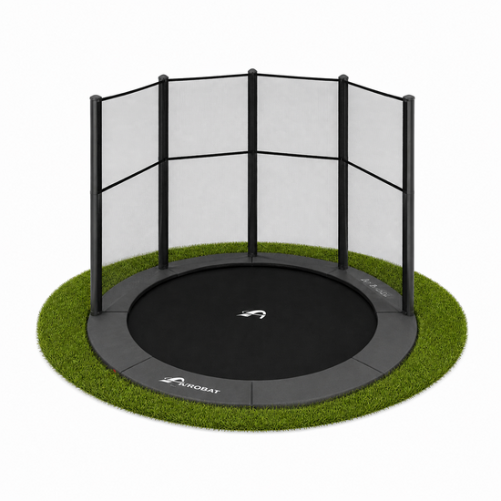 Akrobat Trampoline Primus Flat To The Ground 305 cm met half veiligheidsnet Antraciet