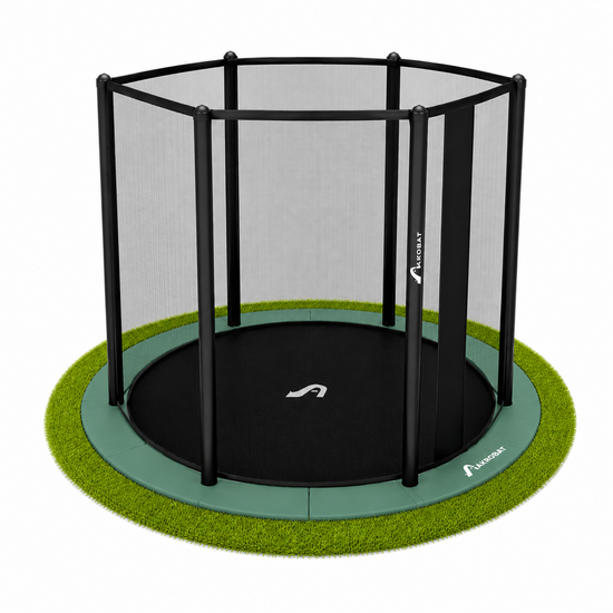 Akrobat Trampoline Orbit Flat To The Ground 430cm met Veiligheidsnet Groen