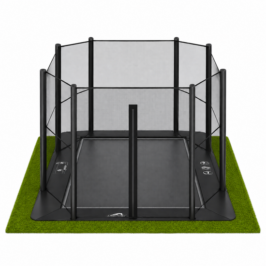 Akrobat Trampoline Primus Flat To The Ground 380x250 cm met Veiligheidsnet en ritssluiting Zwart/Zwart