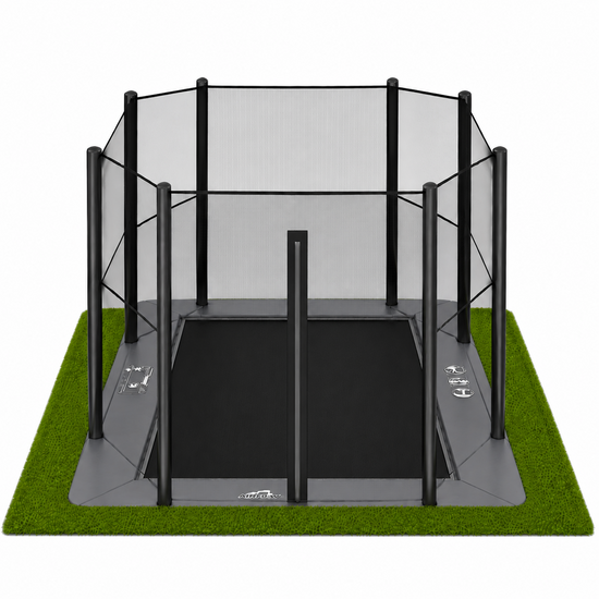 Akrobat Trampoline Primus Flat To The Ground 380x250 cm met Veiligheidsnet Antraciet