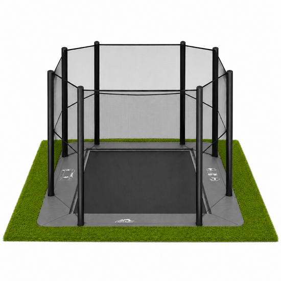 Akrobat Trampoline Primus Flat To The Ground 430x305 met Veiligheidsnet Antraciet