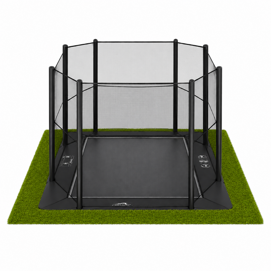 Akrobat Trampoline Primus PLUSFlat To The Ground 520x305 cm Zwart met veiligheidsnet