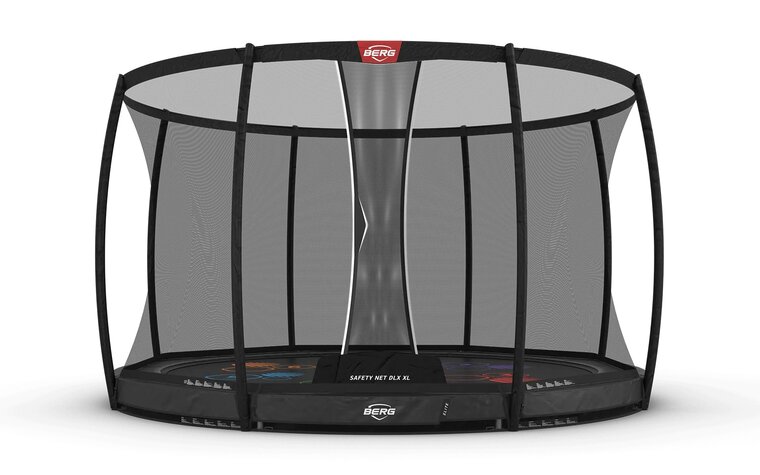 BERG Elite Levels InGround Trampoline - 430 cm - Safety Net DLX XL - Antraciet - Professioneel