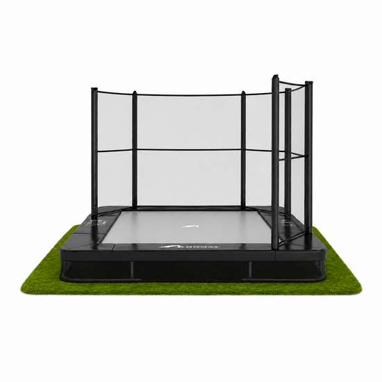 Akrobat Trampoline Primus Inground Rechthoek 335x244 cm Zwart met half veiligheidsnet