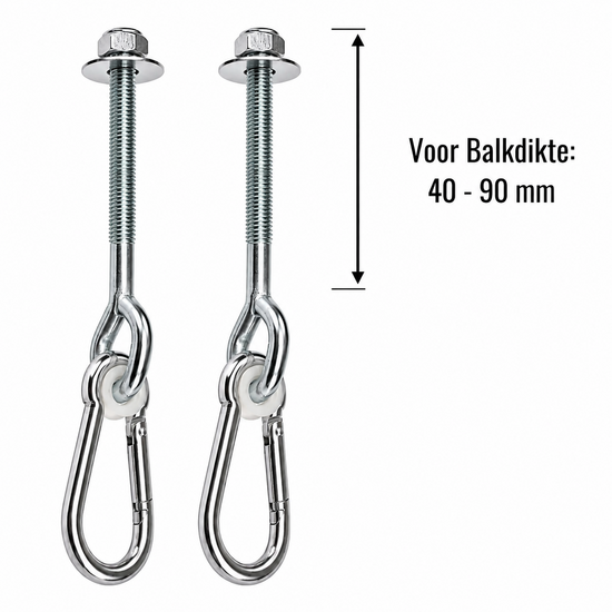 2 Stuks Schommelhaken met Karabijnhaak *M12 100mm**