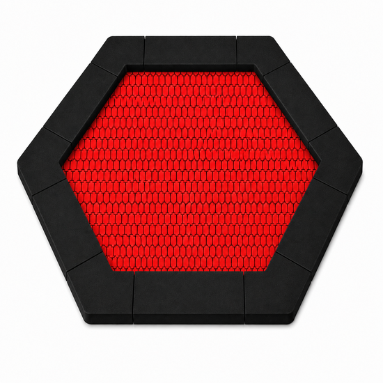 Bouncer Trampoline Hexagon - 201x174 cm - Zwarte rand - Rode springmat