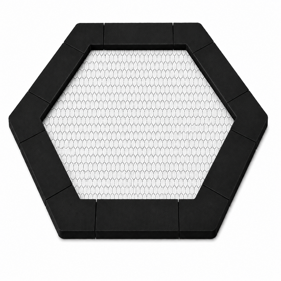 Bouncer Trampoline Hexagon - 201x174 cm - Zwarte rand - Witte springmat