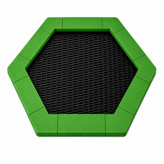 Bouncer Trampoline Hexagon - 201x174 cm - Groene rand - Zwarte springmat