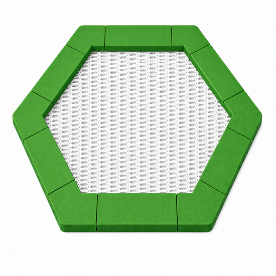 Bouncer Trampoline Hexagon - 201x174 cm - Groene rand - Witte springmat