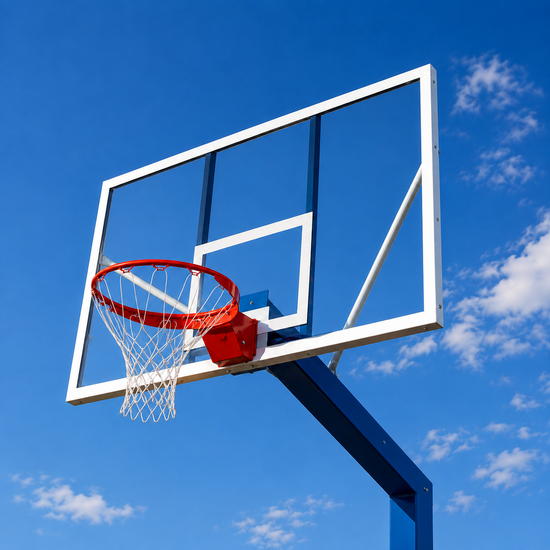 Securitglas Basketbalbord - 180x105 cm - Incl. Dunk Basketbalring gemonteerd op een paal