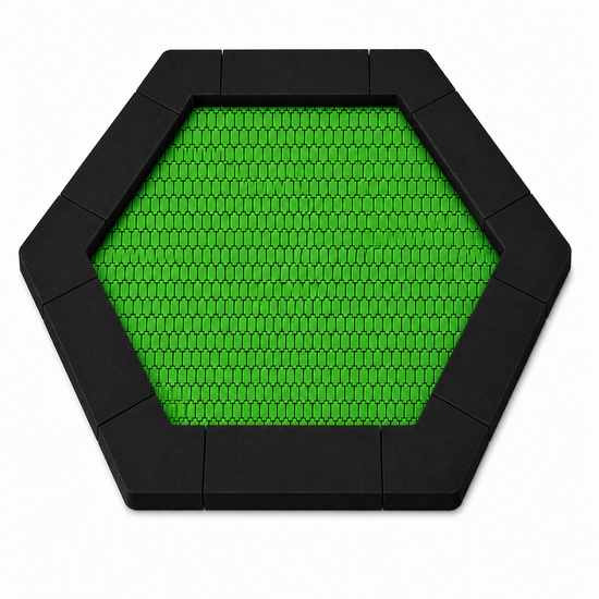 Bouncer Trampoline Hexagon - 201x174 cm - Zwarte rand - Groene springmat